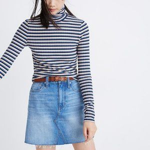 Madewell Ribbed Turtleneck Top in Stripe SMALL